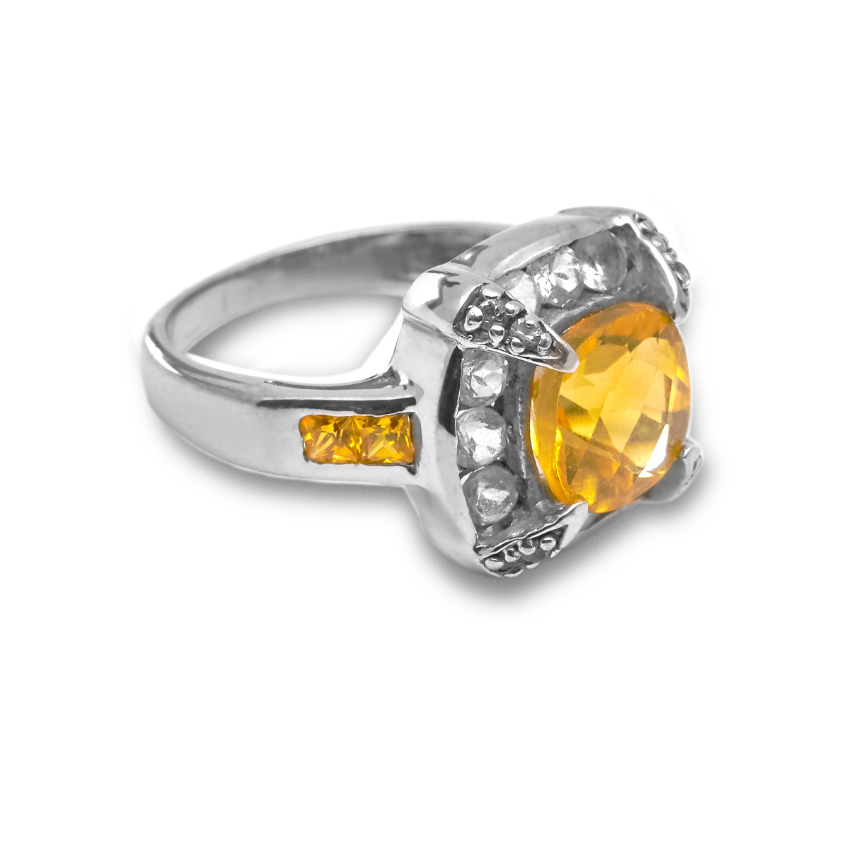 Bague citrine, topaze argent Tina